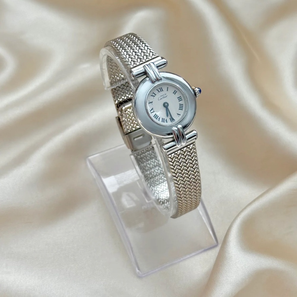 AUTHENTIC VINTAGE CARTIER SILVER WATCH - WITH BOX - Picture 3 of 8